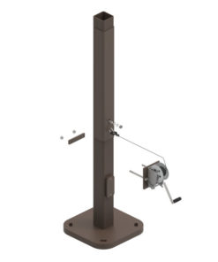 Exploded view of winch and camera pole assembly.